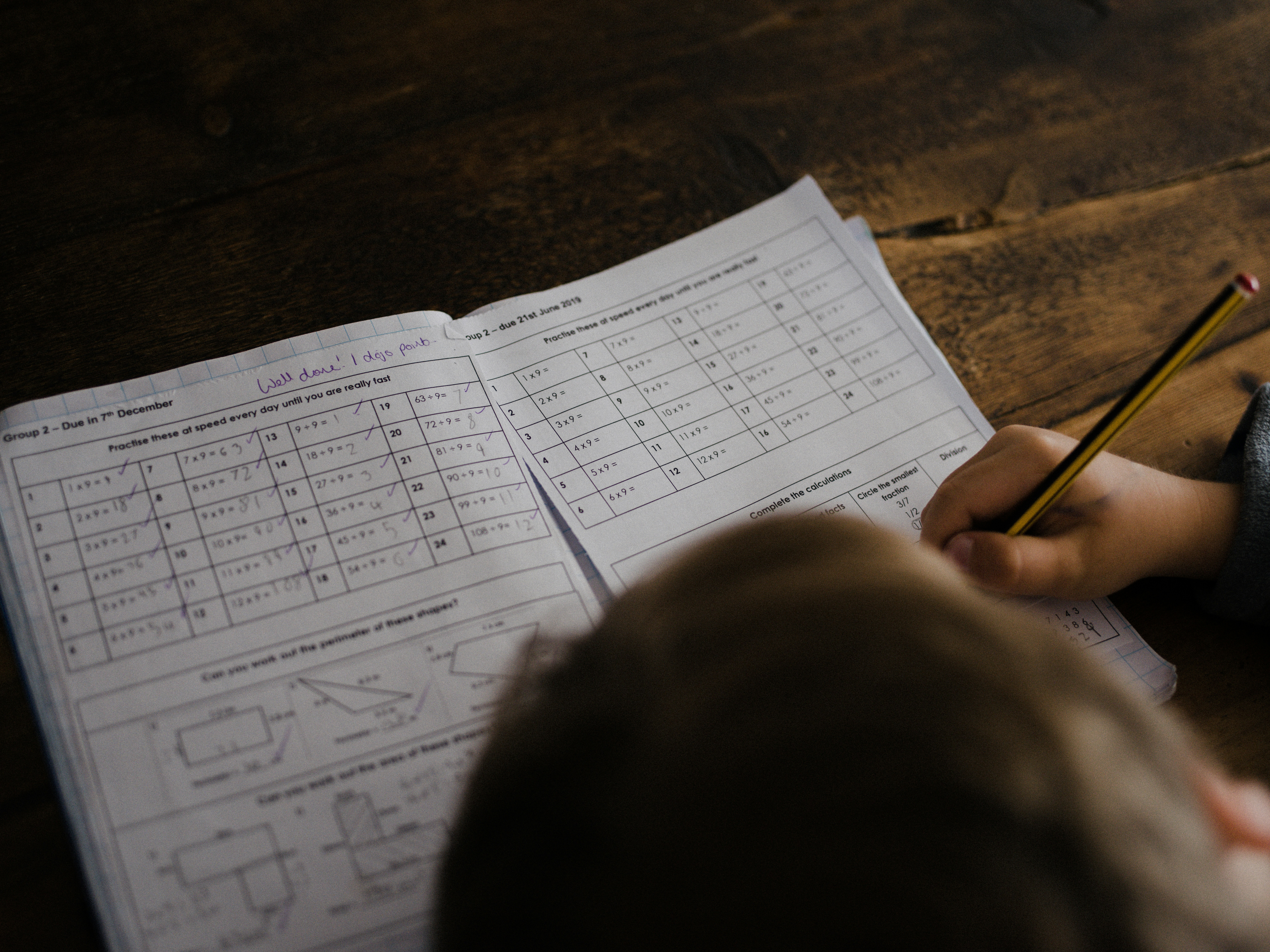 Frustrated child at desk